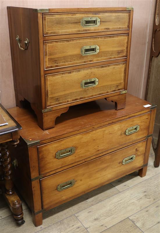 Two military style chests of drawers, W.89cm and 56cm